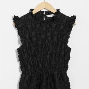 & OTHER‎ STORIES SMOCKED PEPLUM BLACK LACE BLOUSE SIZE 8